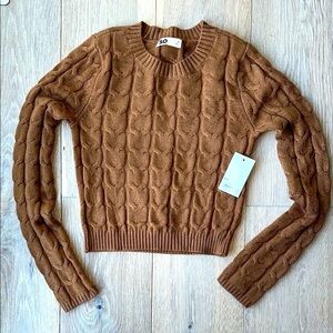 NEW Brown Cable Knit Crew Neck Sweater - NEW WITG TAGS